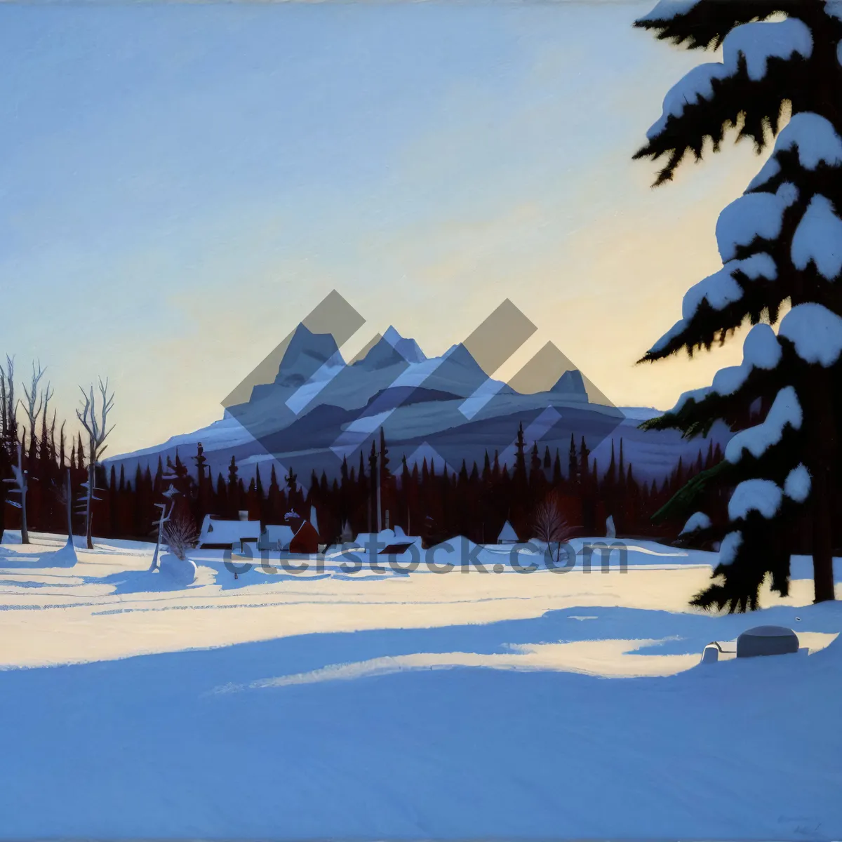 Picture of Winter Holiday Landscape with Snowy Trees
