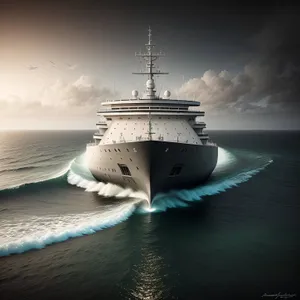 Luxury passenger ship sailing on the serene ocean