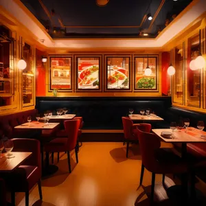 Modern luxury restaurant interior design with wood furniture