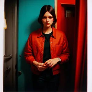 Confident Businesswoman in Elevator Portrait