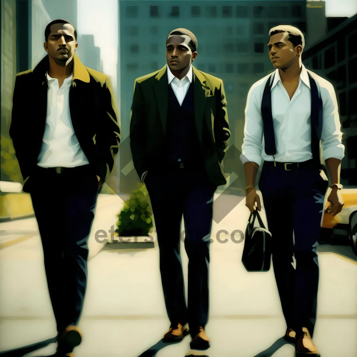 Picture of Successful Team of Businessmen Smiling in Office Meeting