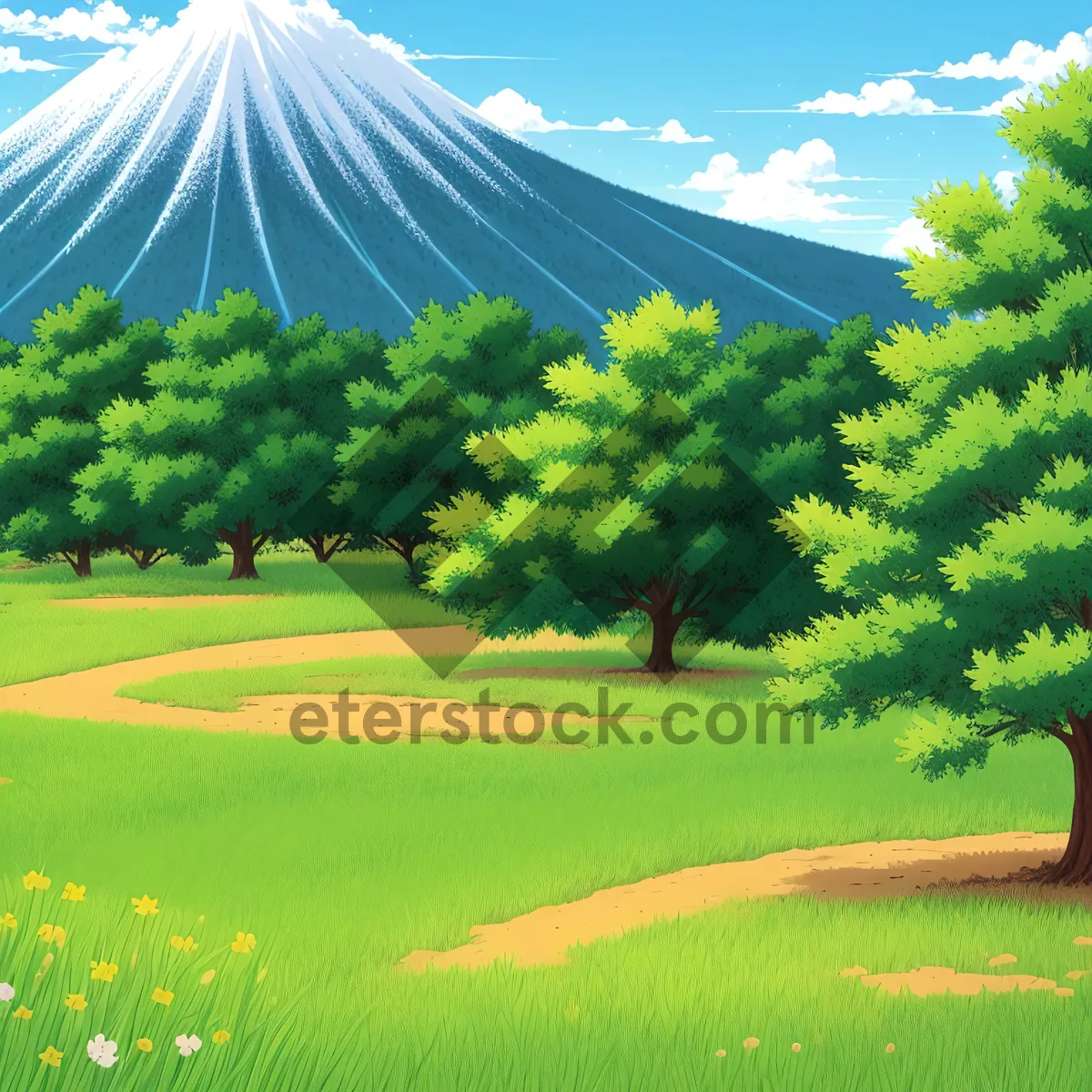 Picture of Colorful Rural Landscape Under Clear Sky