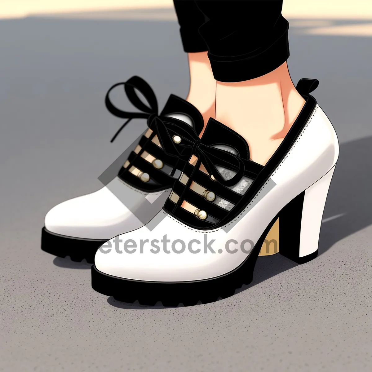 Picture of Black Lace-Up Leather Skate Shoes - Fashionable Footwear for Sport and Style