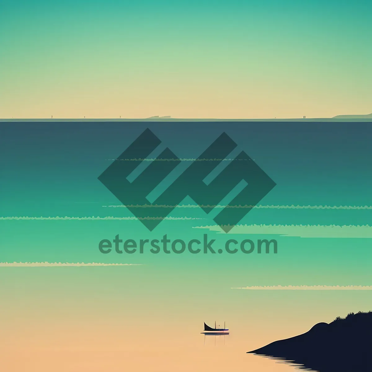 Picture of Vibrant Sunset Over Serene Sea Landscape