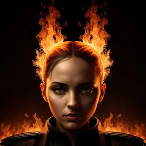 Fiery Sorceress: Attractive Model with Flaming Hair