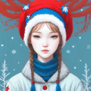 Cheerful lady in a fashionable winter hat