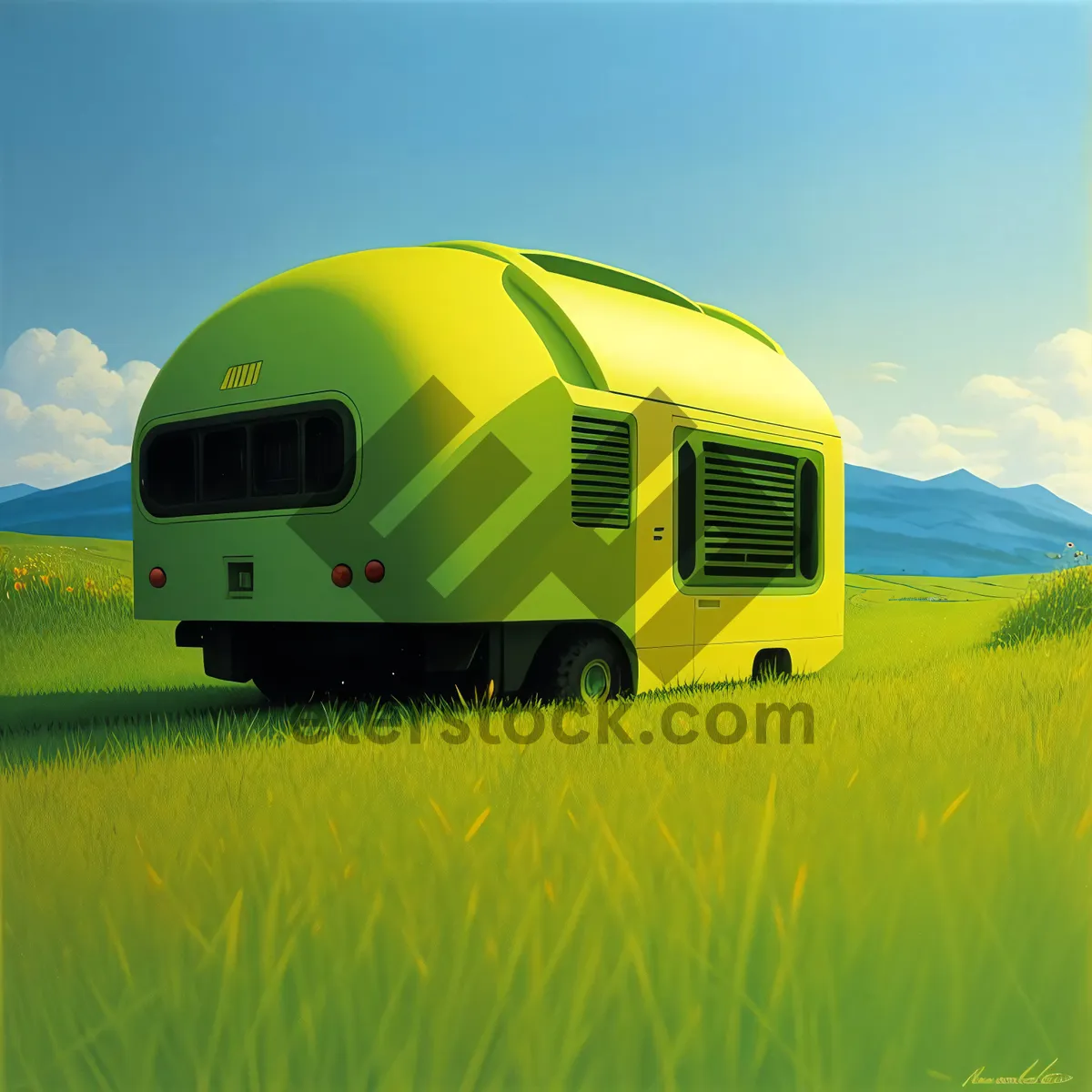 Picture of Vibrant summer landscape with grassy meadow and clear skies
