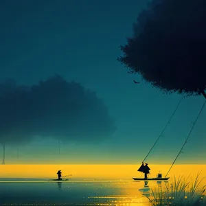 Sunset Horizon on Tropical Island Beach