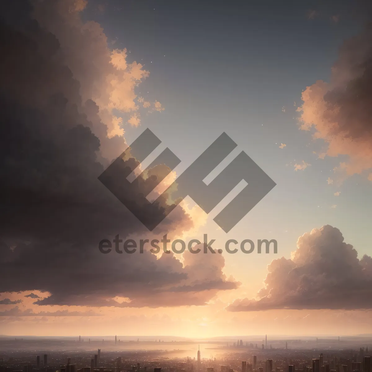 Picture of Golden Horizon: Sunset Sky with Striking Clouds