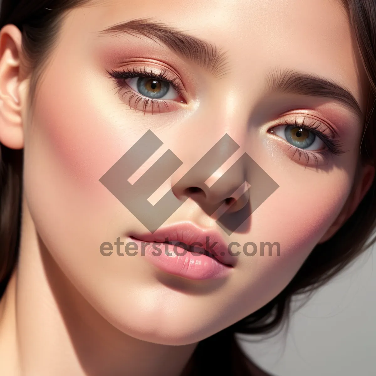 Picture of Fashionable Brunette with Sensual Makeup and Attractive Eyes