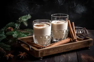 Sweet coffee with milk and chocolate on table