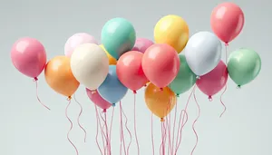 Colorful Balloon Celebration with Ribbons