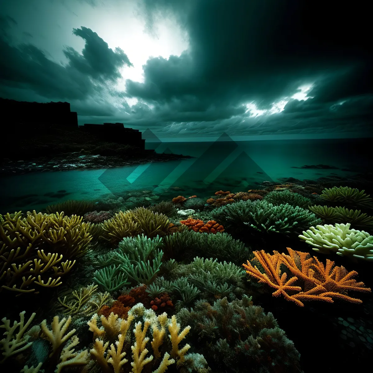 Picture of Colorful Tropical Coral Reef with Exotic Marine Life