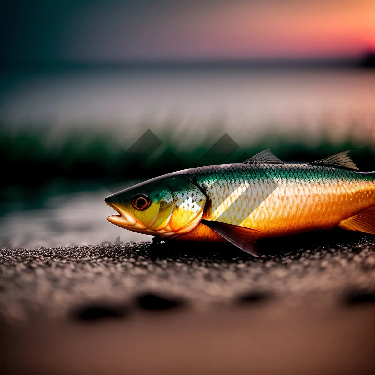 Picture of Tropical underwater wildlife - colorful fish in aquarium.