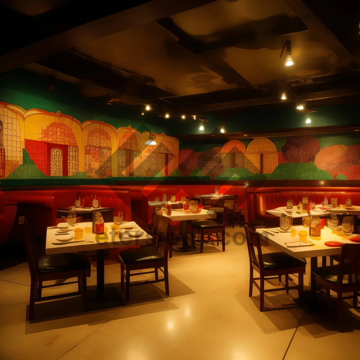 Picture of Modern interior design of luxury restaurant dining room.