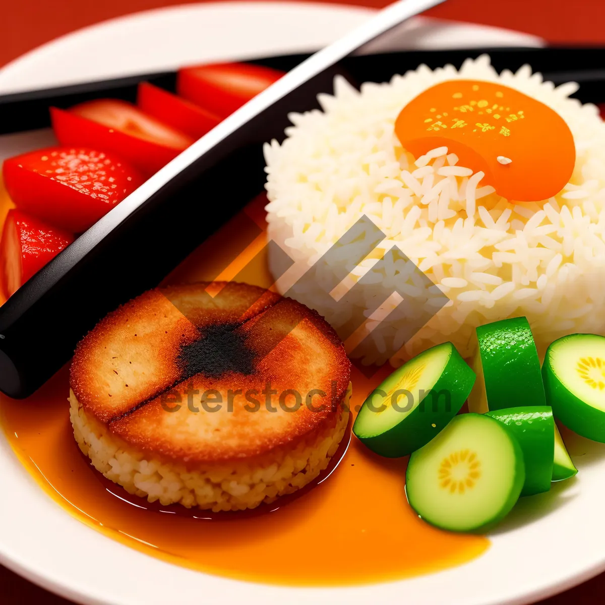 Picture of Delicious Gourmet Meal with Fresh Vegetables and Meat