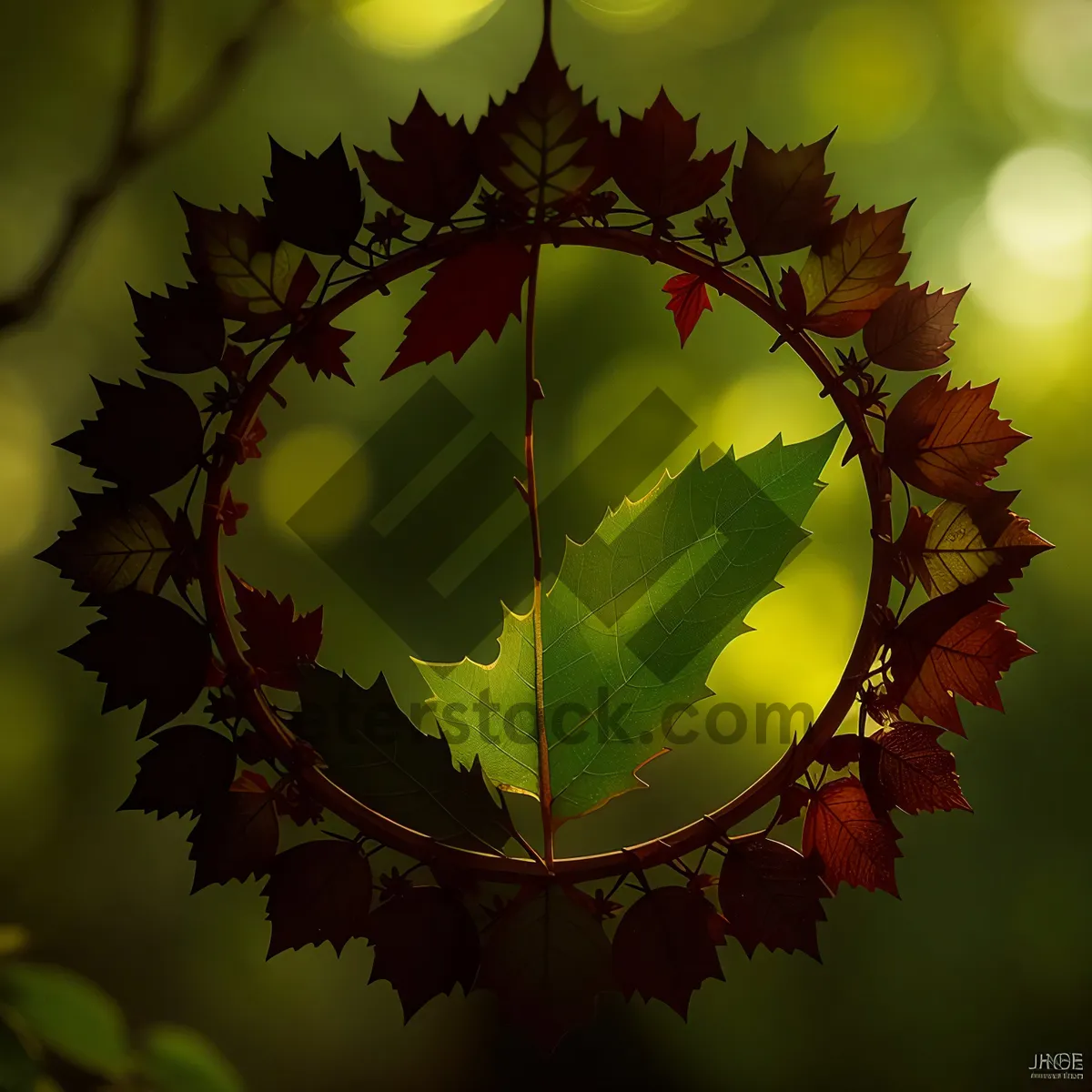 Picture of Seasonal Tree Branch with Vibrant Leaves Design