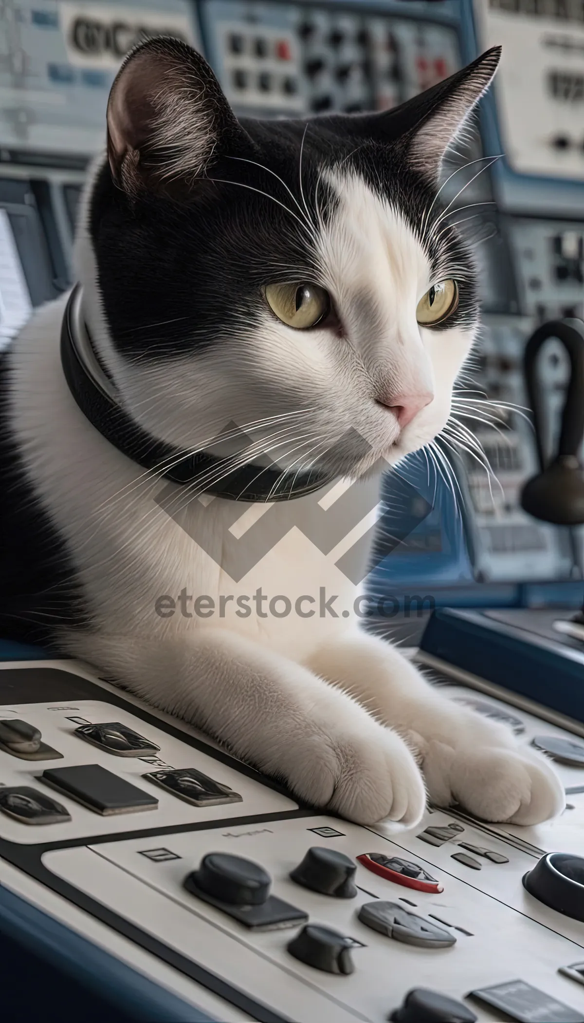 Picture of Cute Cat Resting on Remote Control Device