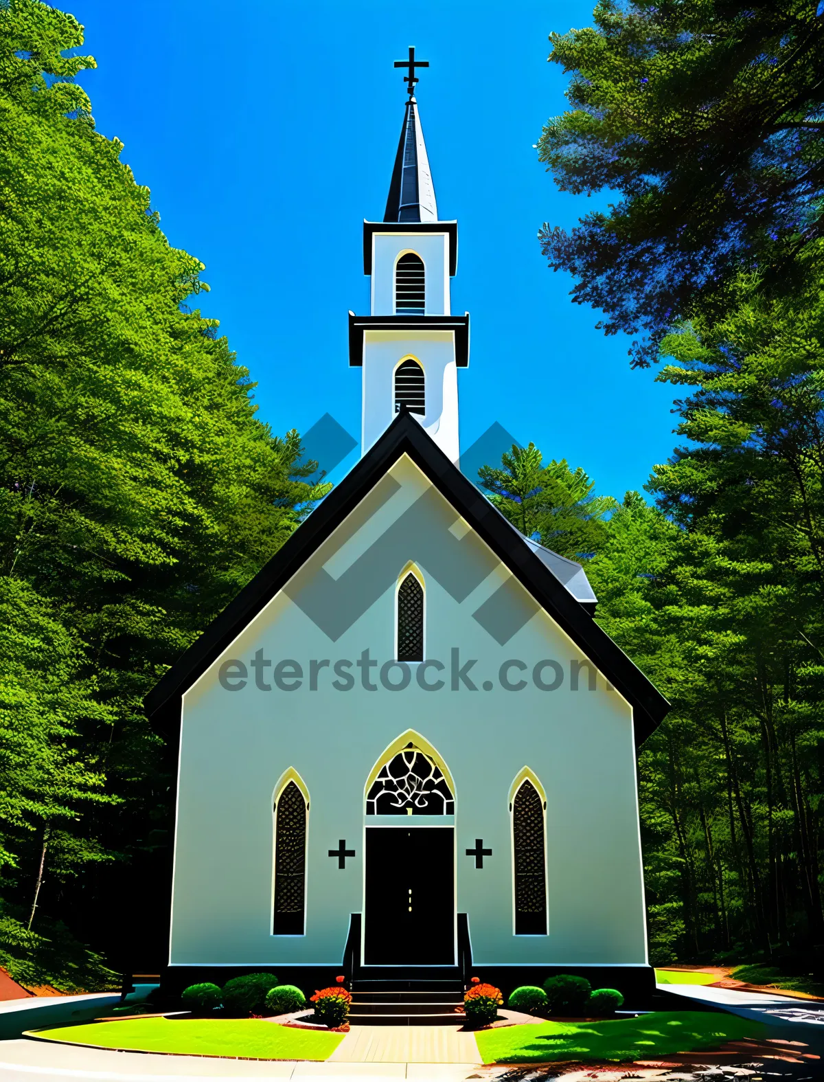 Picture of Old Church Bell Tower Against Serene Sky