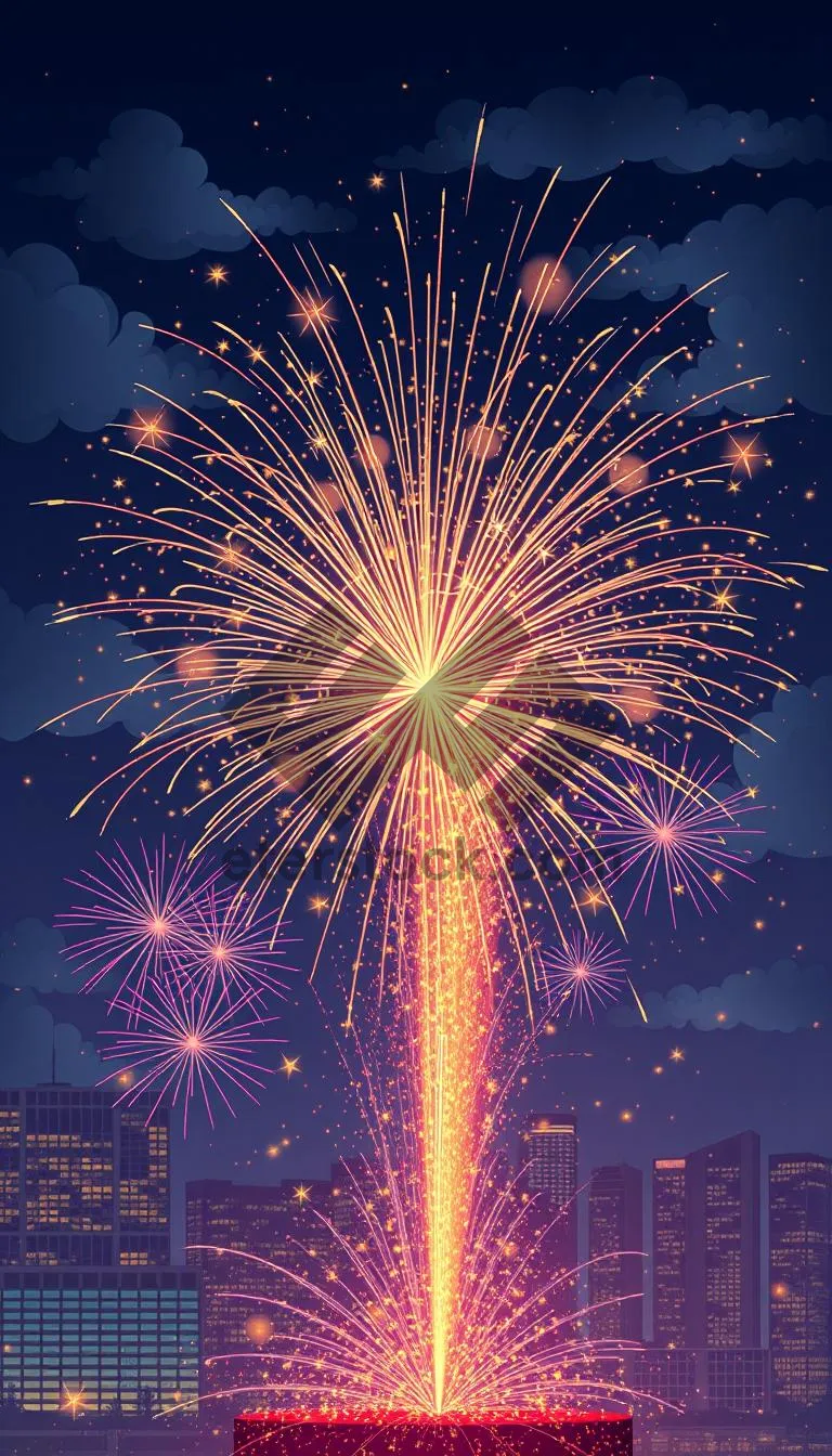 Picture of Colorful fireworks display in the dark night sky