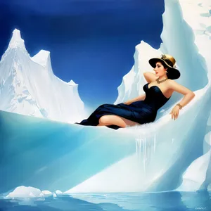 Happy Newlywed Bride Embracing Iceberg