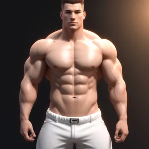 Muscular shirtless man showcasing his ripped abs