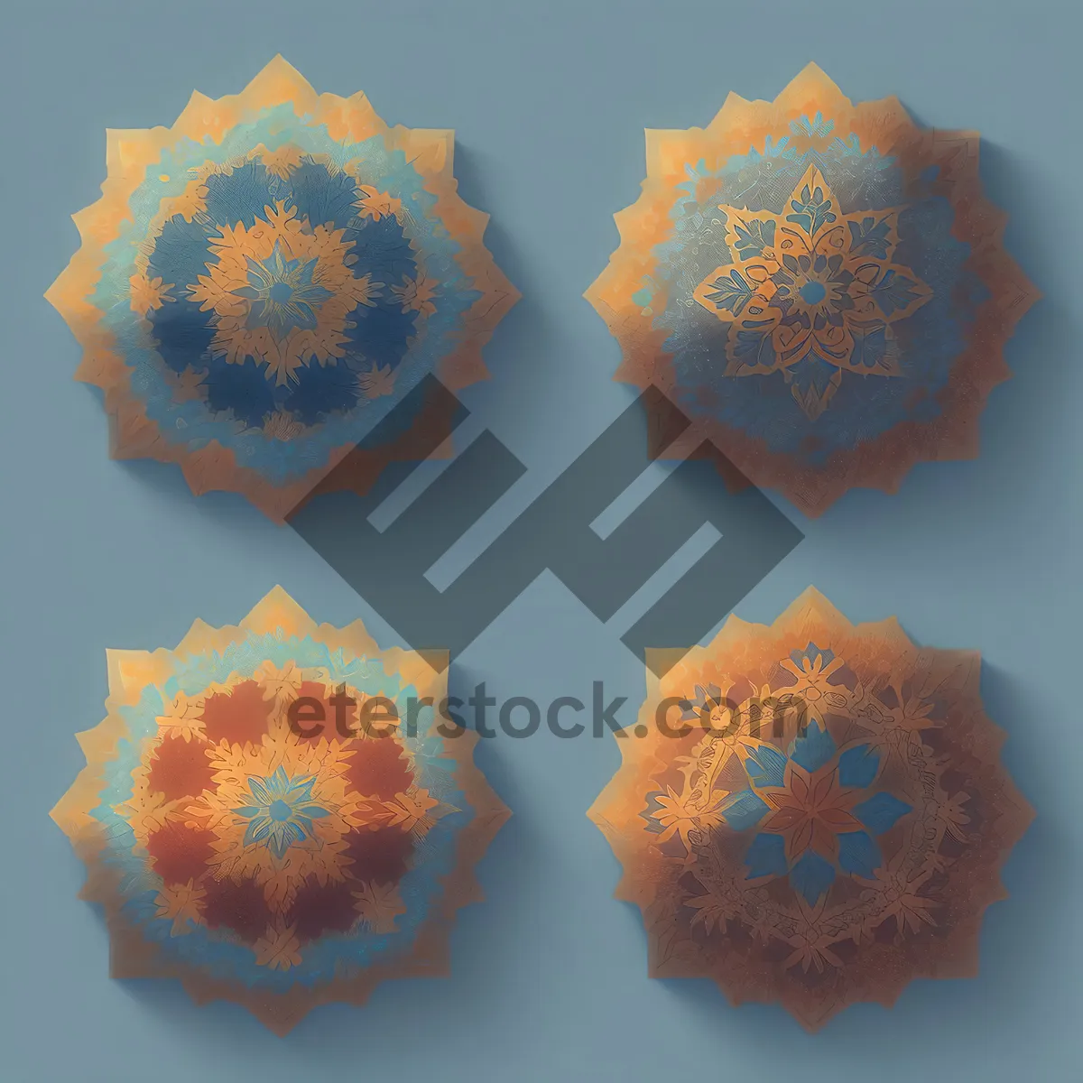 Picture of Colorful Gear Icon Set in Orange and Yellow