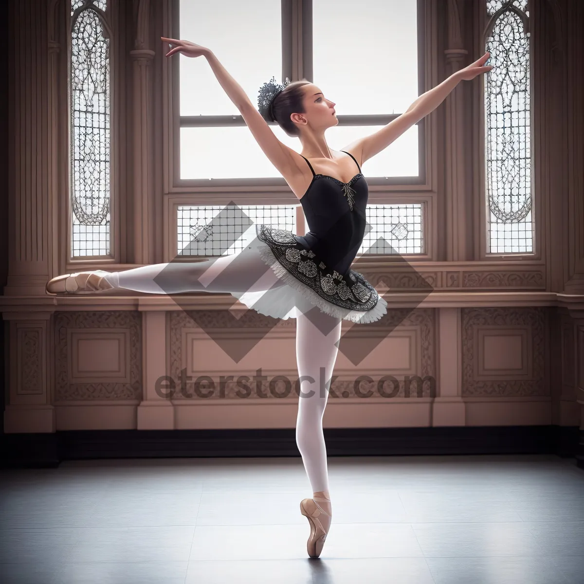 Picture of Slim Fit Dancer Posing on Balance Beam