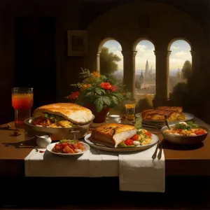 Delicious Gourmet Dinner on Elegant Restaurant Table