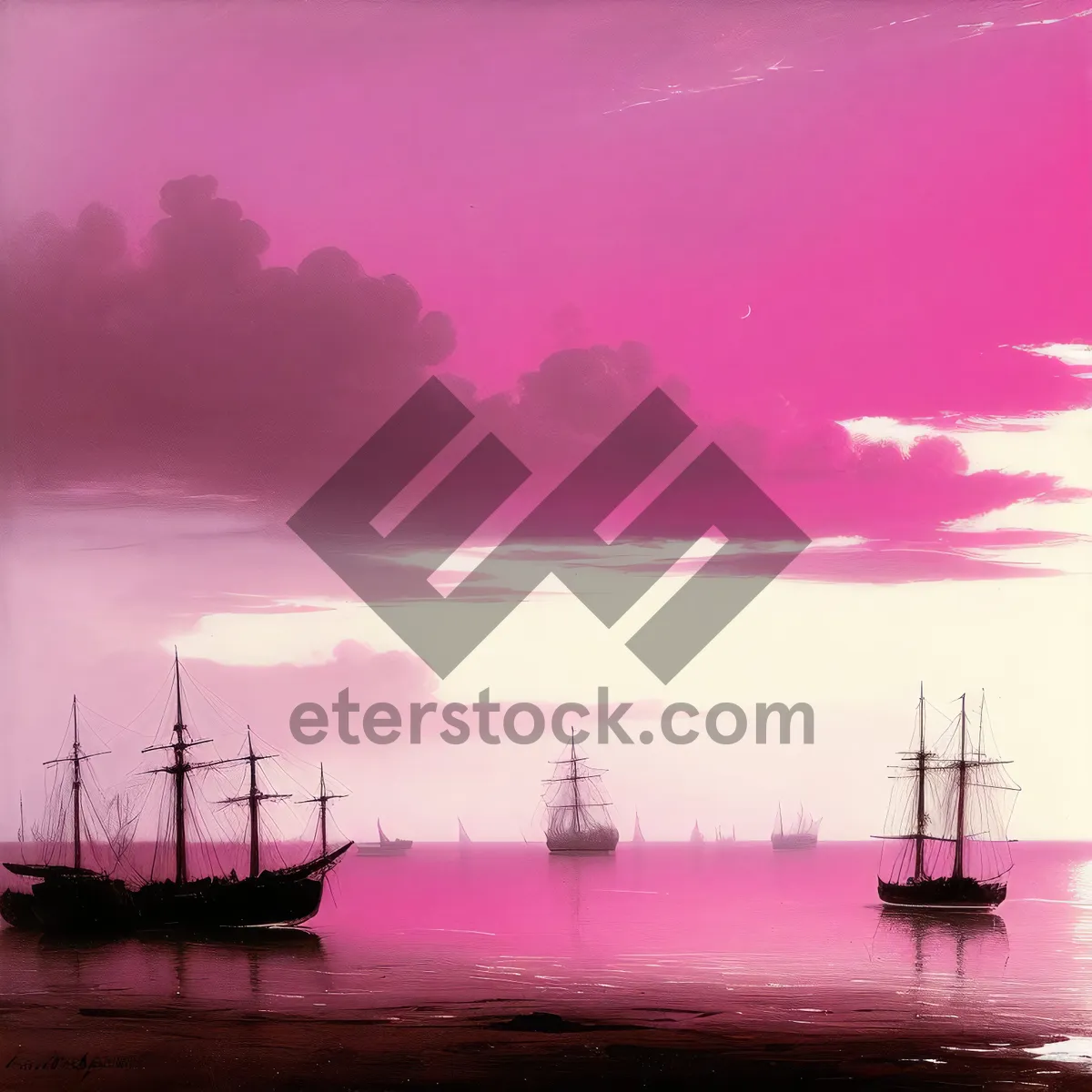 Picture of Sunset Pirate Ship on the High Seas