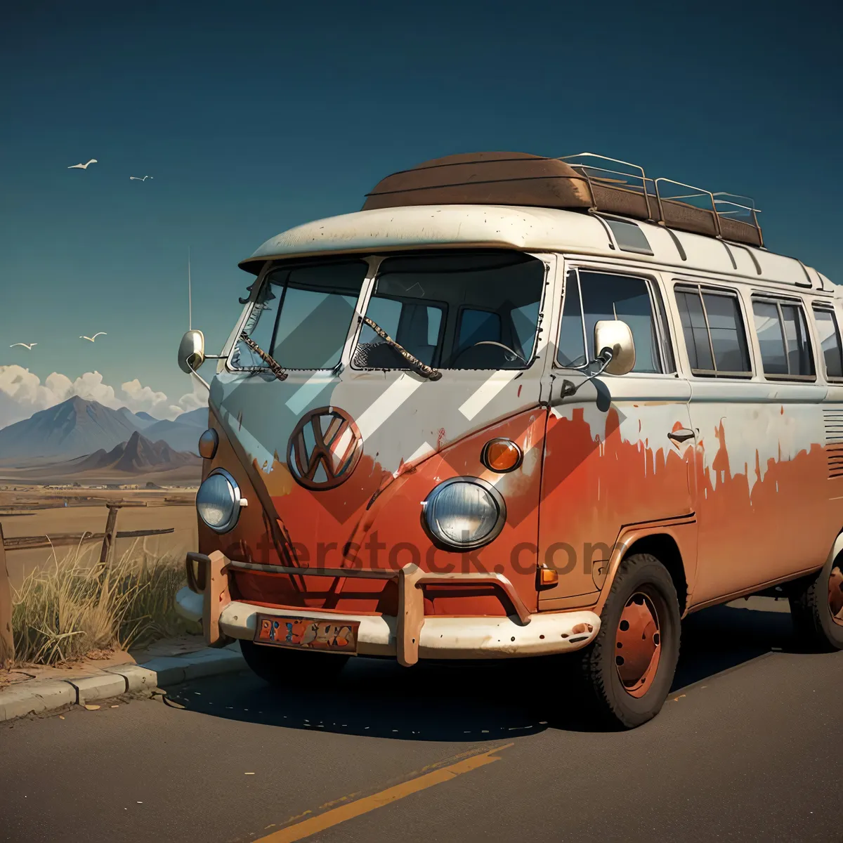 Picture of Fast Travel on Highway: Speeding Camper Van