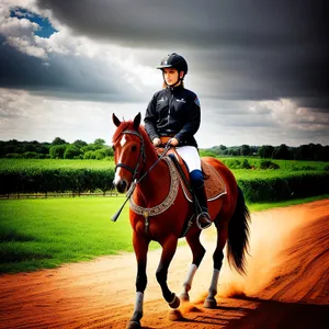 Competitive Cowboy Riding a Majestic Stallion