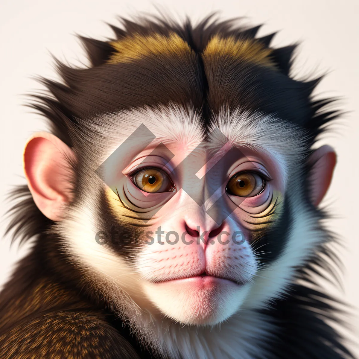 Picture of Furry Monkey Portrait with Cute Hair