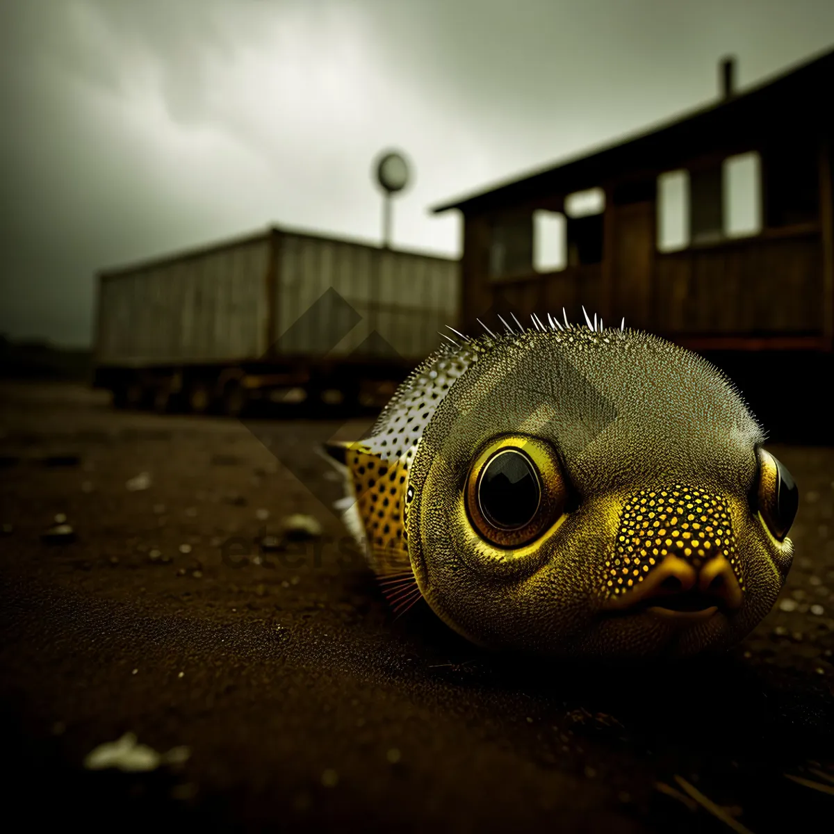 Picture of Tropical underwater puffer fish and frog.