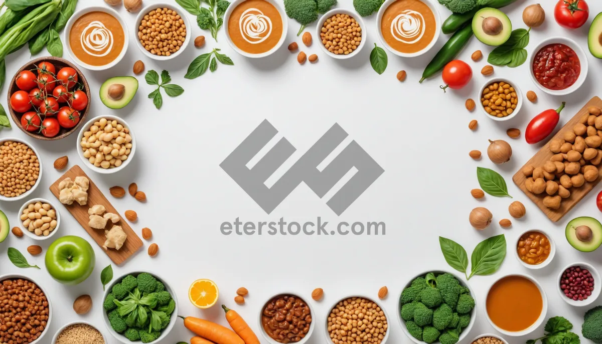 Picture of Colorful fruit icons collection with leaf and clover