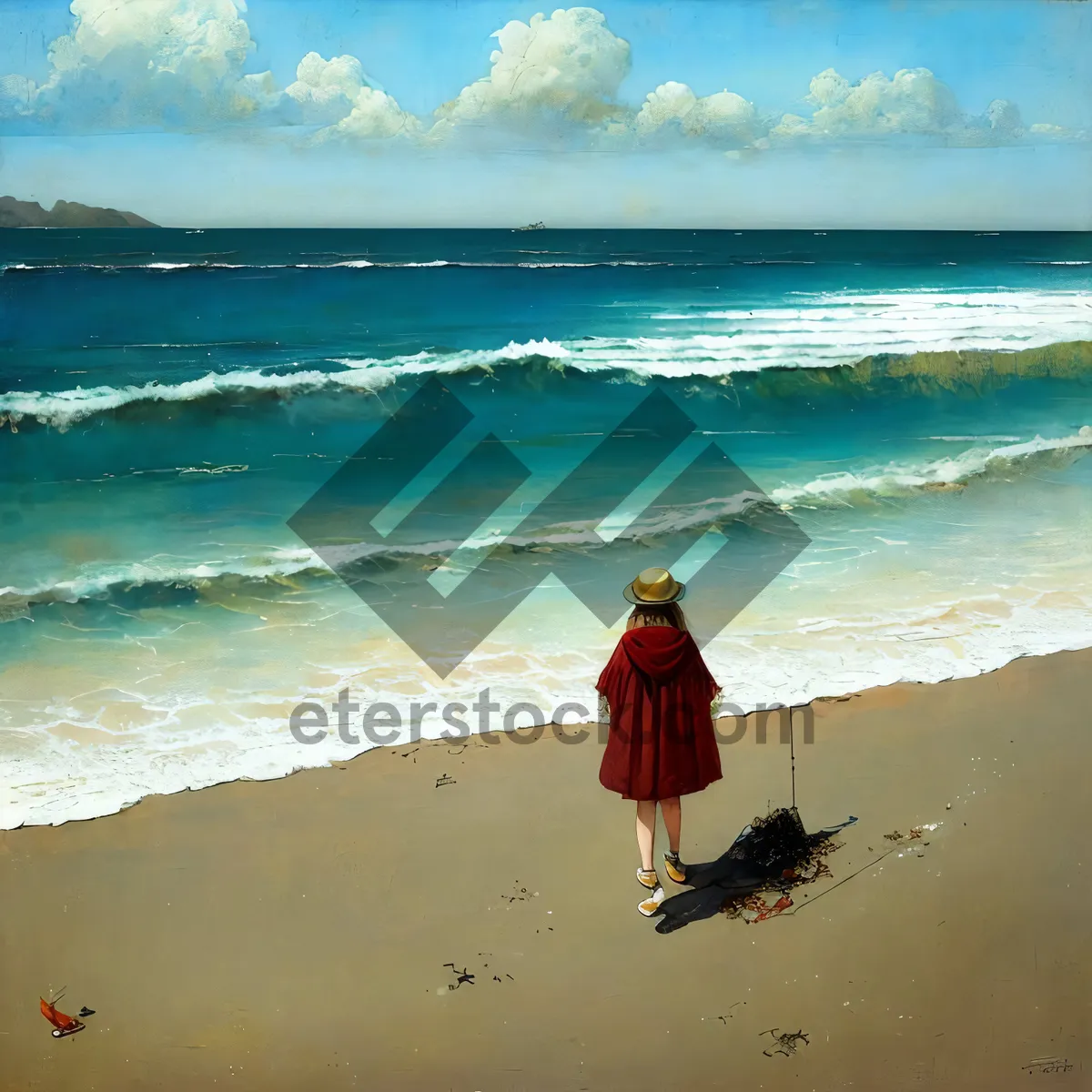 Picture of Serene Summer Waves on Tropical Shoreline