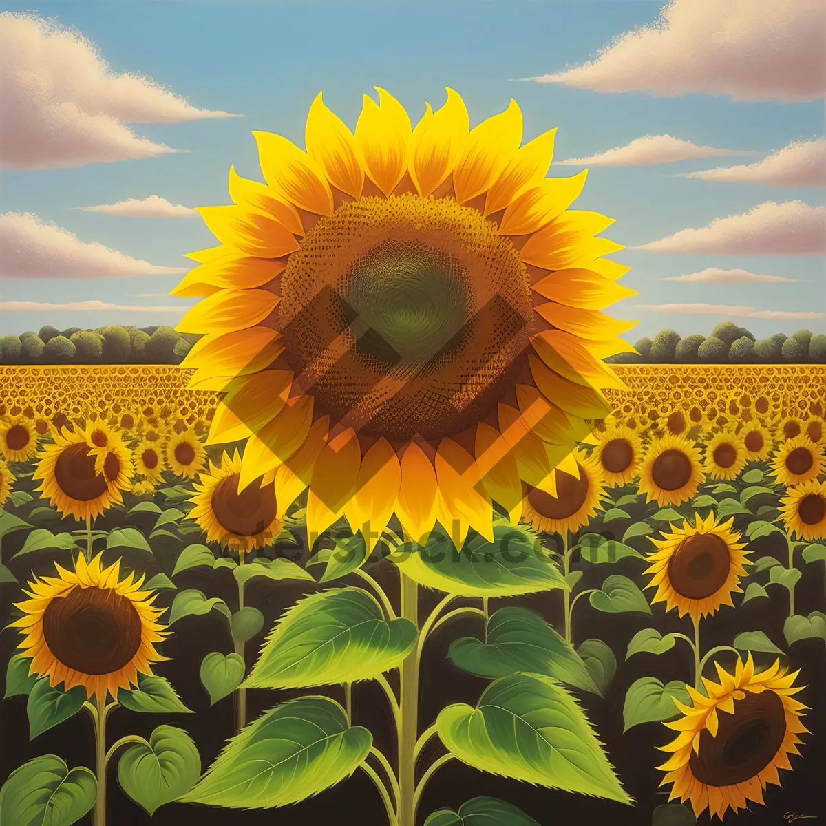 Picture of Vibrant Sunflower Blossom in Sunny Meadow
