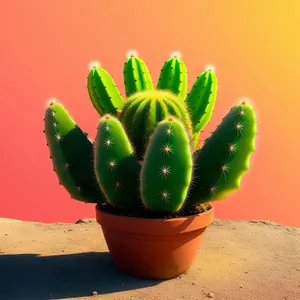 Cactus Herb Pot with Fresh Strawberry Leaves