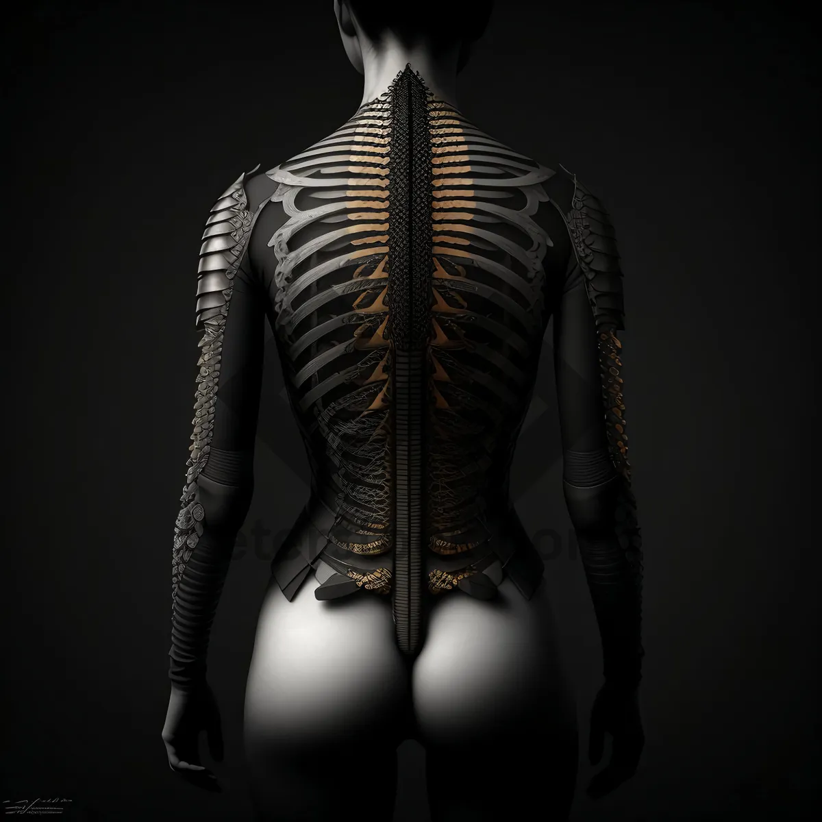 Picture of Human Skeleton Anatomy - 3D X-Ray of Male Torso