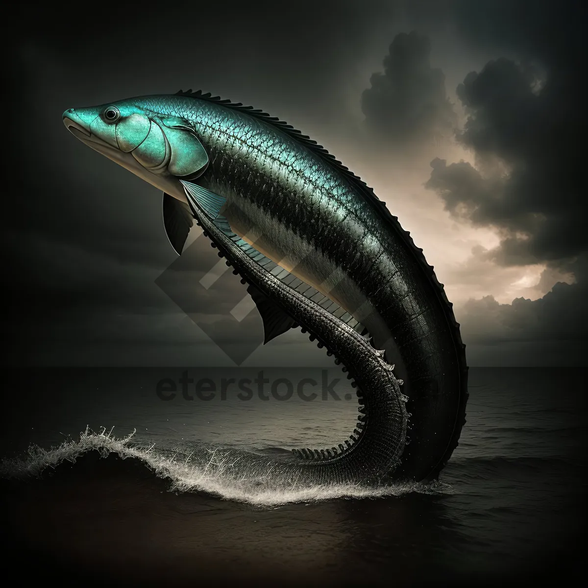 Picture of Oceanic Fly Catcher - Sleek Eel Surrounded by Aquatic Life