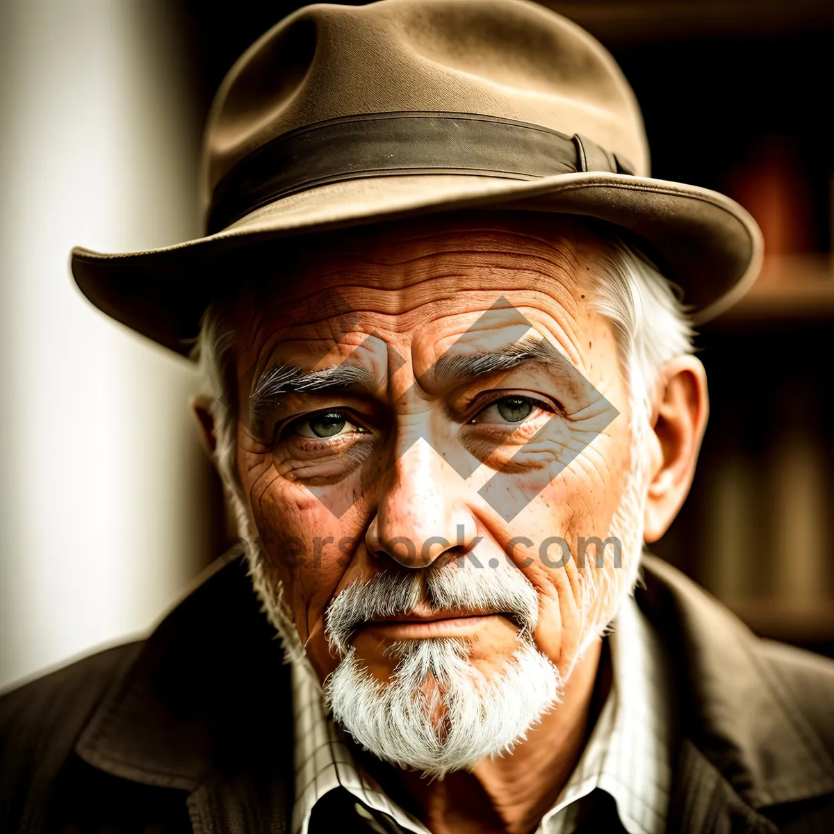 Picture of Serious elderly man wearing a handsome hat