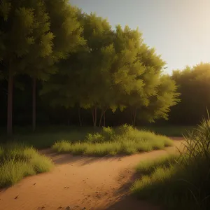 Serene Autumn Forest Landscape under Clear Sky