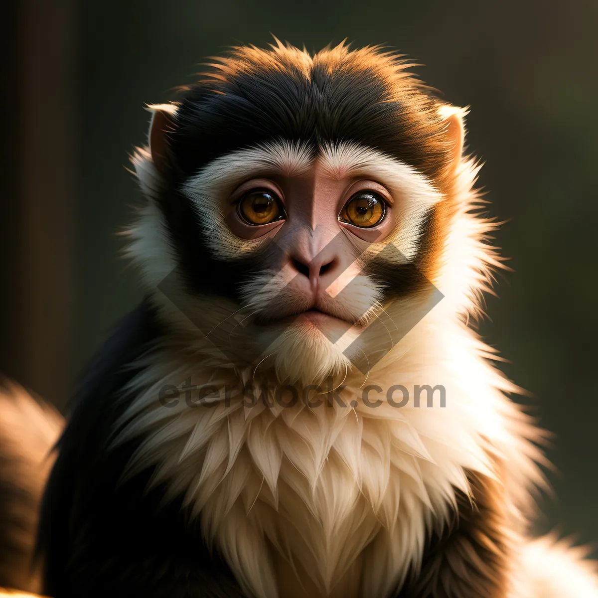 Picture of Adorable Baby Monkey Portrait with Expressive Eyes