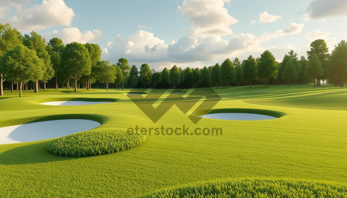 Picture of Scenic Golf Course Amidst Lush Countryside Meadows