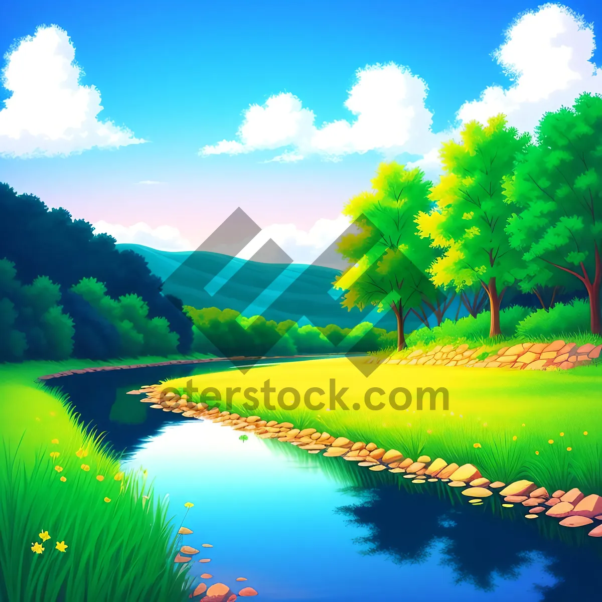 Picture of Vibrant Summer Landscape with Clear Blue Sky"
or
"Serenity of Rural Meadow with Colorful Sunset"
or
"Idyllic Countryside Horizon with Fresh Green Grass