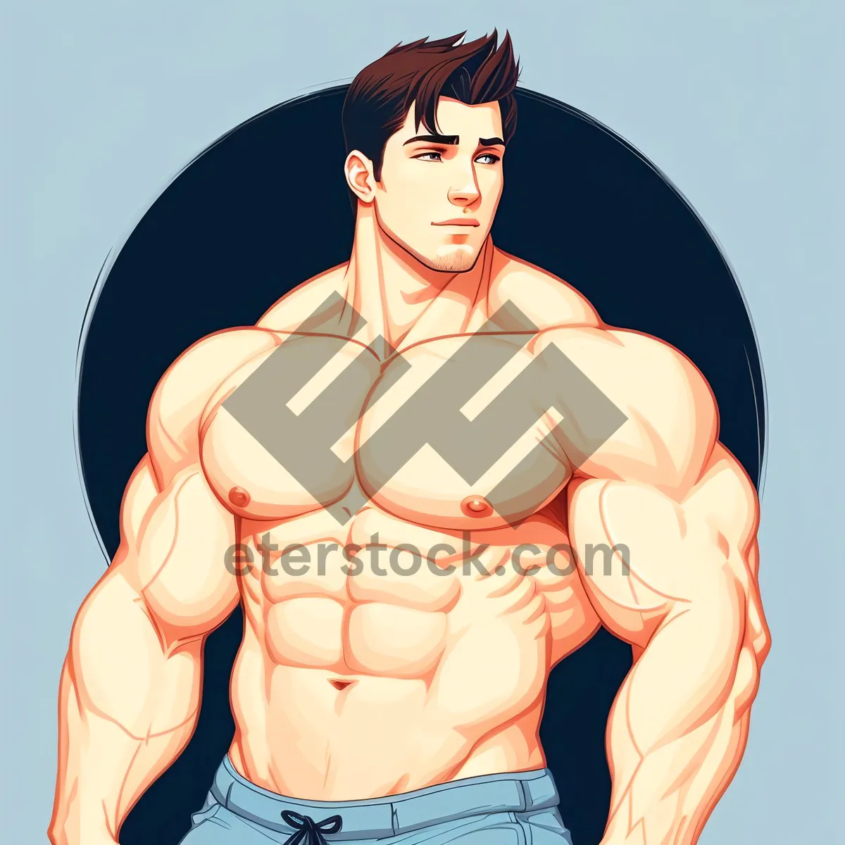 Picture of Muscle Man with Cartoon Amulet - Artistic Charm