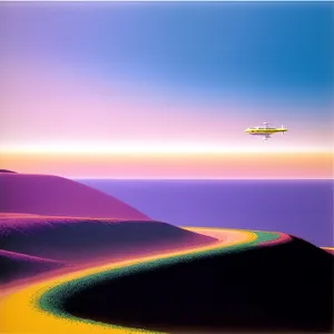 Sunset Wing Soaring over Desert Landscape