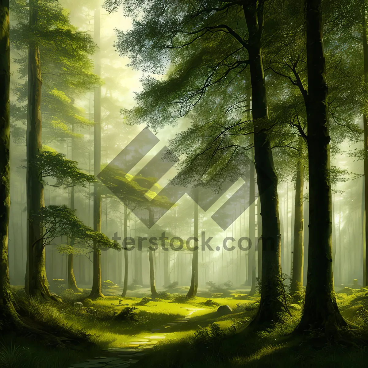 Picture of Serene Pathway: A Scenic Journey Through Sunlit Woods