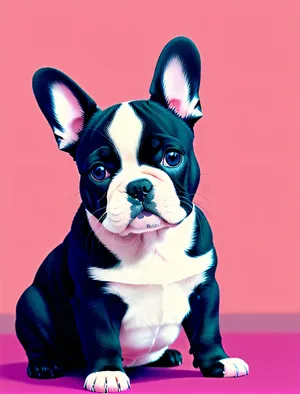 Cute Bulldog Puppy Portrait in Studio