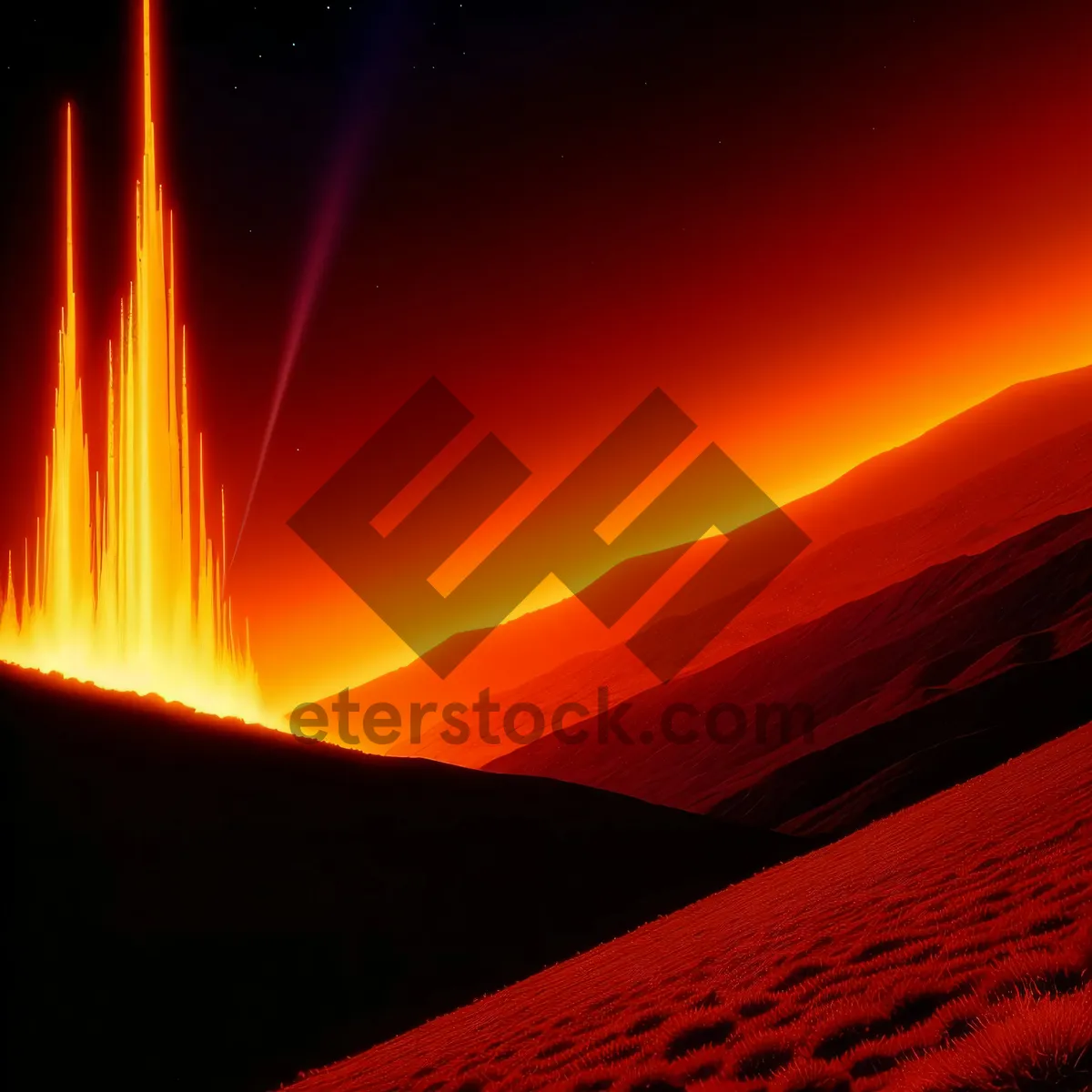 Picture of Vibrant Sunset Over Desert Horizon